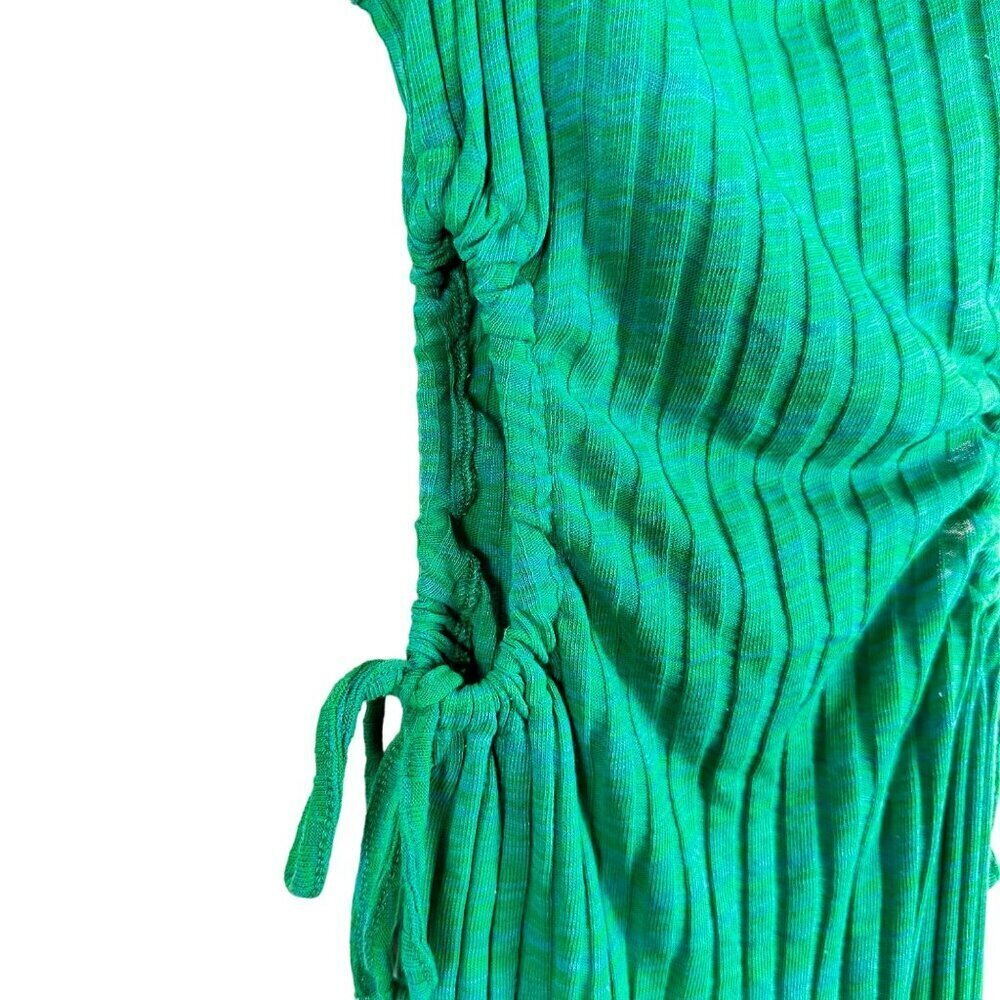 Zara Blue Green Strappy Ribbed Knit Cut Outs Midi Bodycon Dress Small - Picture 6 of 13